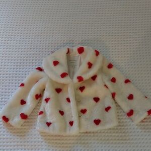 Janie and Jack Cream Jacket with Red Hearts